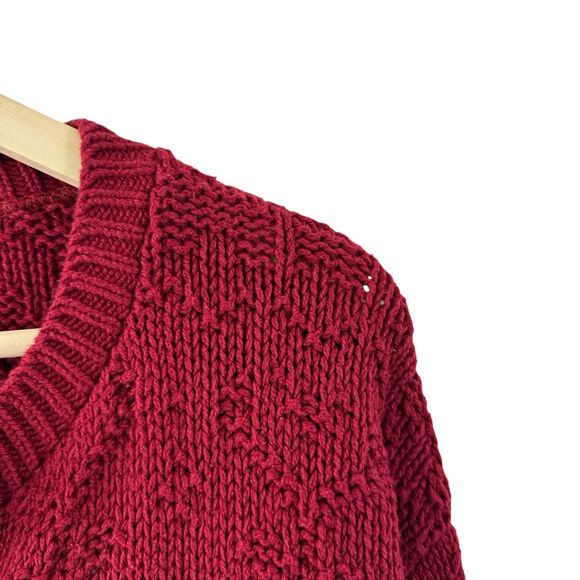 Vintage Alps Medium Button Sweater Cardigan Red Cotton Oversized USA Womens - Picture 5 of 11